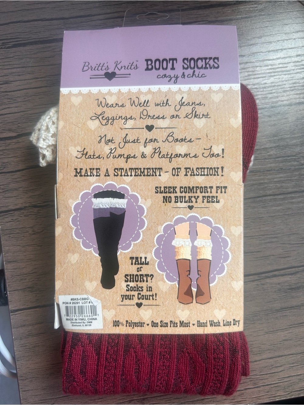 Britt's Knits Women's Lace Cuff Boot Socks - Burgundy - Picture 4 of 7